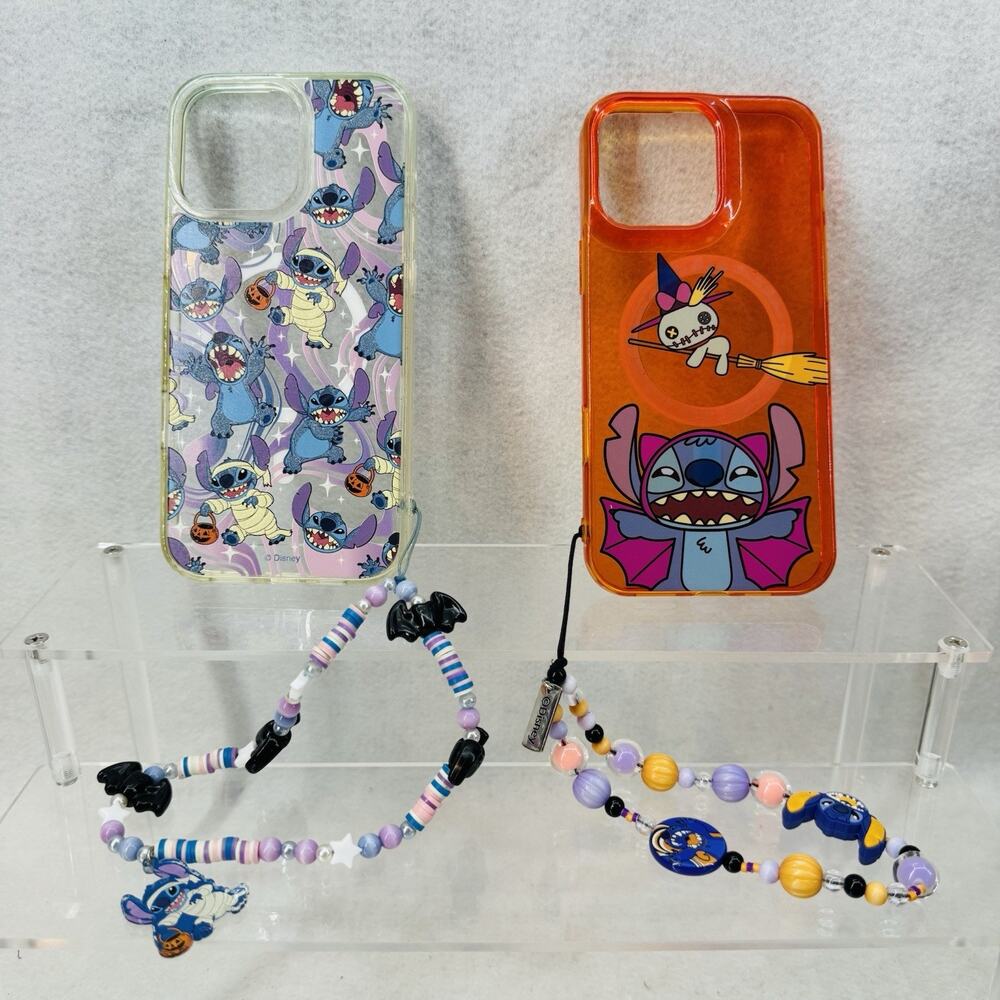 2 Disneys Lilo & Stitch Halloween iPhone 16 Pro Max Cases Mag Safe Wrist Straps